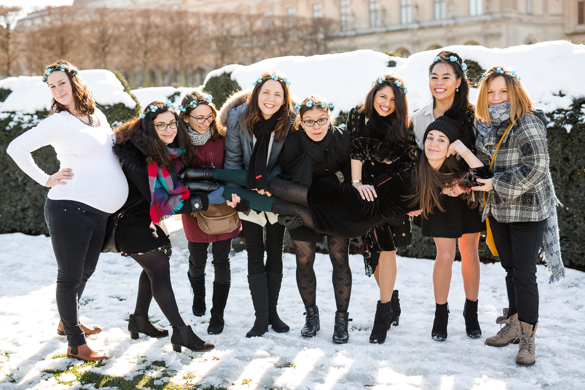 photos dans la neige evjf paris