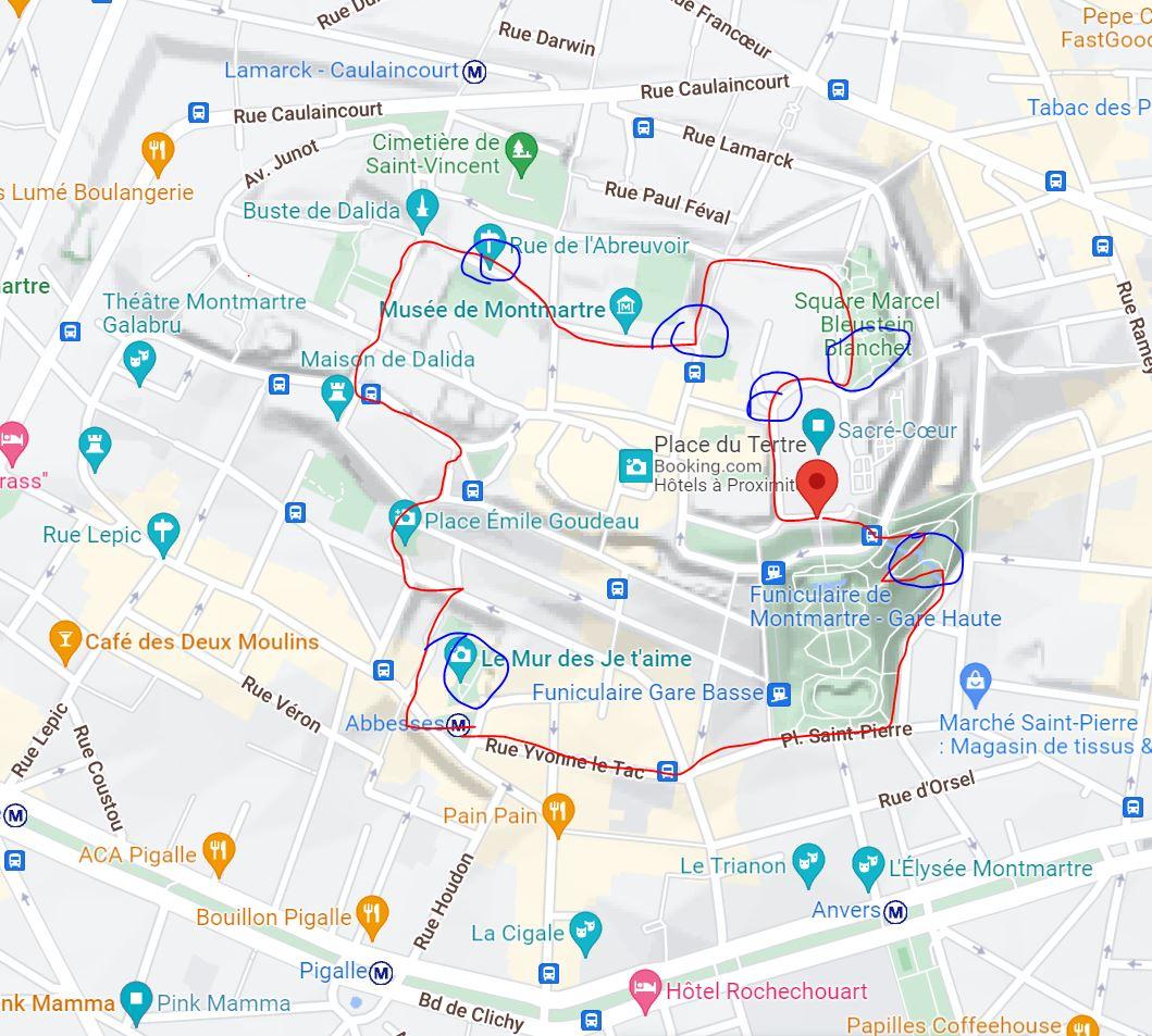 plan de montmartre pour vos photos d'evjf